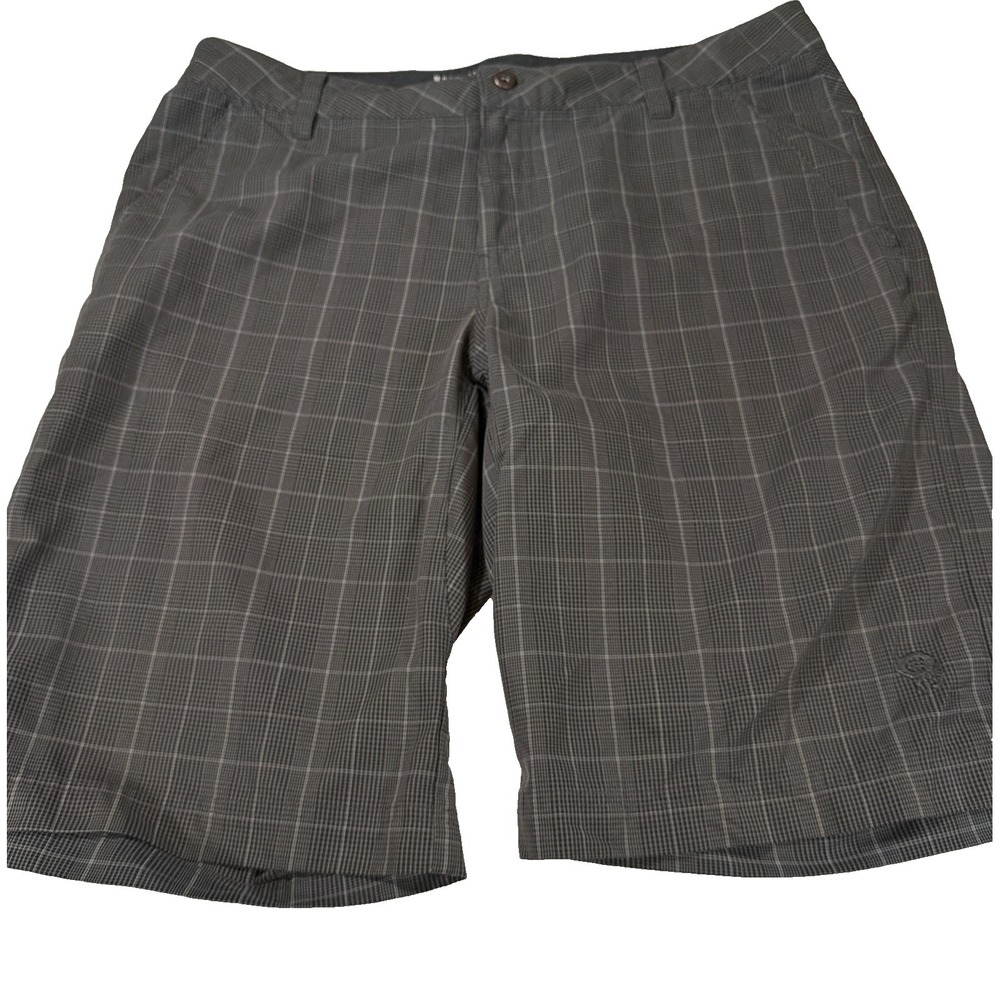 Mountain Hardwear Plaid Shorts Mens 36 Gray Polyester Outdoor 12.5" Inseam